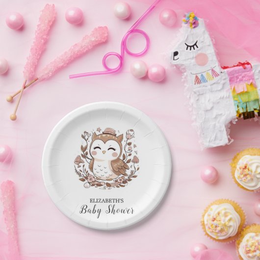 Mooie mystieke uil Baby shower Papieren Bordje (Feest)
