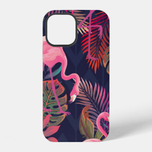 Mooie naadloze tropische patroon met roze vlam iPhone 12 hoesje