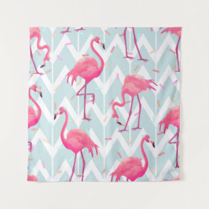 Mooie naadloze tropische patroon met roze vlam wandkleed
