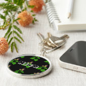 Mooie naam of tekst Mooie groene blad Afbeelding Sleutelhanger (Zijkant)