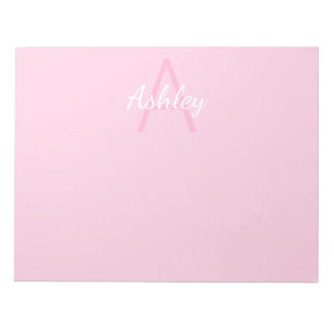 Mooie naam voor meisje met monogram Roze & Wit Notitieblok
