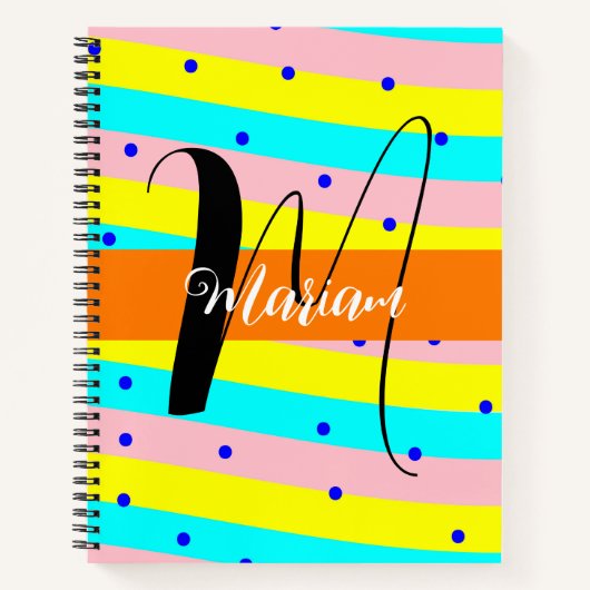 Mooie naammonogram - Esthetische multi-kleur Notitieboek (Voorkant)