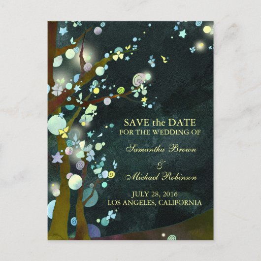 Mooie nacht: bruiloft Save the Date Briefkaarten (Voorkant)