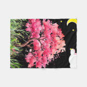 Mooie nacht uitzicht van een kersenbloesemboom fleece deken (Voorkant (Horizontaal))