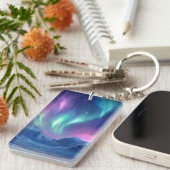 Mooie nachtelijke hemel noorderlicht sleutelhanger (Voorkant Rechts)