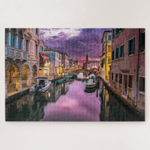 Mooie nachtelijke straatbeeld Venetië Italië Legpuzzel