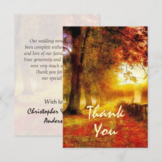 Mooie najaargang kleurrijke bomen vieren het huwel bedankkaart (Voorkant / Achterkant)