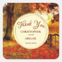 Mooie najaargang kleurrijke bomen vieren het huwel vierkante sticker