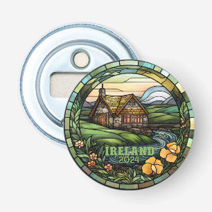 Mooie namaak gebrandschilderd glas Ierland Souveni Button Flesopener