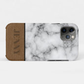 Mooie namaak marmer en leerdesign met naam Case-Mate iPhone case (Achterkant (horizontaal))