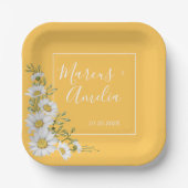 Mooie Narcis Gele & Witte Madeliefjes Bruiloft Papieren Bordje (Voorkant)