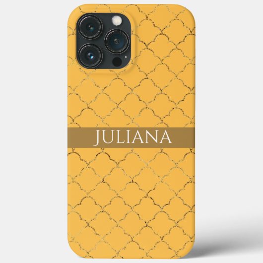 Mooie narcis  Gouden quatrefoil gepersonaliseerd  Case-Mate iPhone Case (Achterkant)