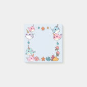 Mooie narwal vispatroon aquarel onder de zee post-it® notes (Voorkant)