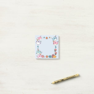 Mooie narwal vispatroon aquarel onder de zee post-it® notes