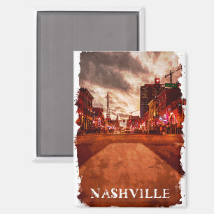Mooie Nashville Tennessee Waterverf City Uitzicht Magneet