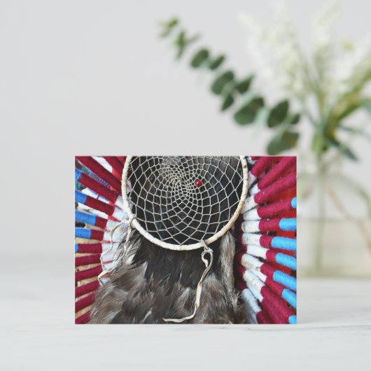 Mooie Native American Dream Catcher Red Blue Briefkaart (Staand voorkant)