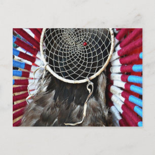 Mooie Native American Dream Catcher Red Blue Briefkaart