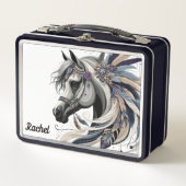Mooie Native American Horse Metal Lunch Box (Voorkant)