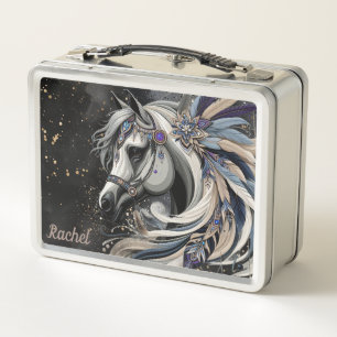 Mooie Native American Paard Metalen Broodtrommel