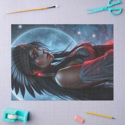 Mooie Native American vrouw hemelse sterren Tissuepapier (Craft)