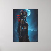 Mooie Native American vrouw Hemelse Volle Maan Canvas Afdruk (Voorkant)