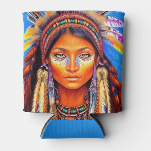 Mooie Native American Woman Blikjeskoeler (Voorkant)