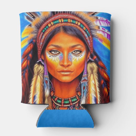 Mooie Native American Woman Blikjeskoeler (Achterkant)