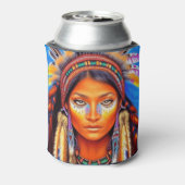 Mooie Native American Woman Blikjeskoeler (Blikje Achterkant)