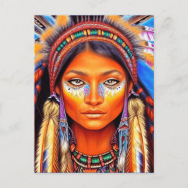 Mooie Native American Woman Briefkaart