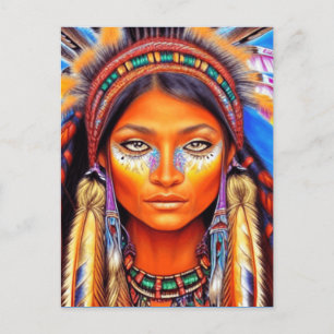 Mooie Native American Woman Briefkaart