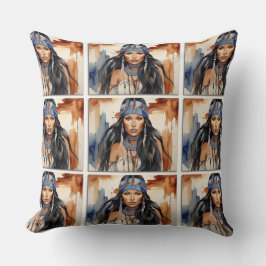 Mooie Native American Woman Kussen