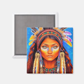 Mooie Native American Woman Magneet (Voorkant / Achterkant)