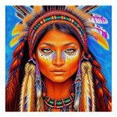 Mooie Native American Woman Perfect Poster (Voorkant)