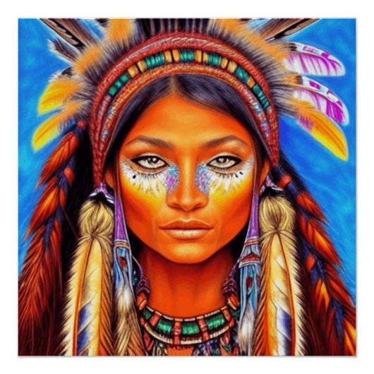 Mooie Native American Woman Perfect Poster (Voorkant)