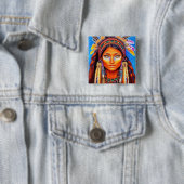 Mooie Native American Woman Vierkante Button 5,1 Cm (In situ)