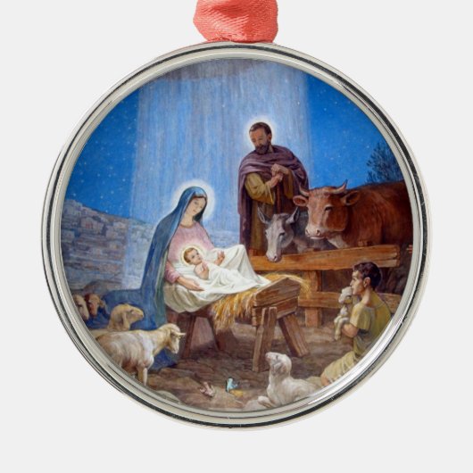 Mooie nativiteitsscène metalen ornament (Voorkant)