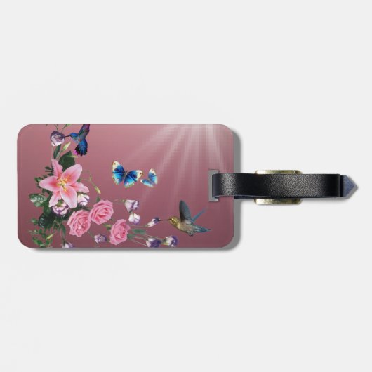 Mooie Natuur bloemen Bagagelabel mensvogels (Achterkant horizontaal)