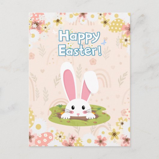 Mooie Natuur bloemenei voor kinderen Happy Easter Feestdagenkaart (Voorkant)