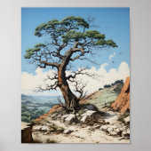 Mooie Natuur Landscape Single Tree Poster (Voorkant)