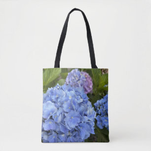 Mooie natuurlijke blauwe hortensia bloemen tote bag