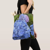 Mooie natuurlijke blauwe hortensia bloemen tote bag (Dichtbij)