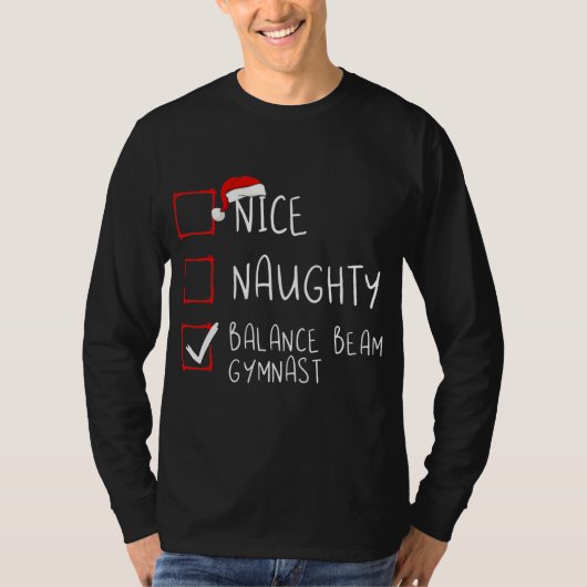 Mooie Naughty Balance Beam Gymnast List Kerstmis T-shirt (Voorkant)