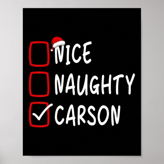 Mooie Naughty Carson gepersonaliseerde naam kerst  Poster (Voorkant)