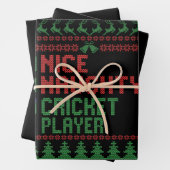 Mooie Naughty Cricket Player Funny kerstcadeau Inpakpapier Vel (In situ)