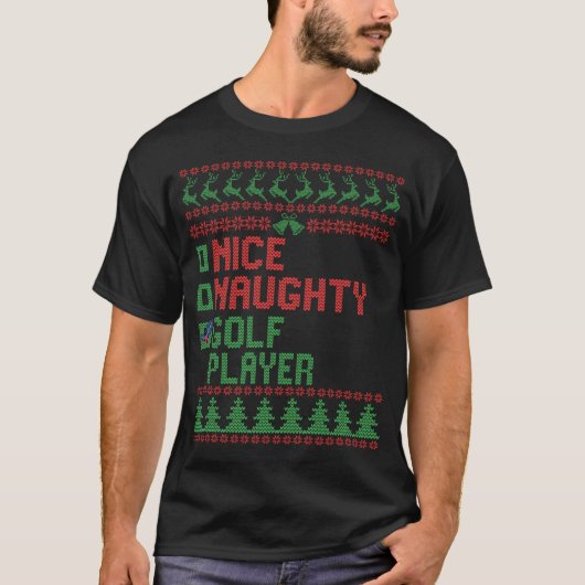 Mooie Naughty Golf Player Funny Kerstmatch T-shirt (Voorkant)