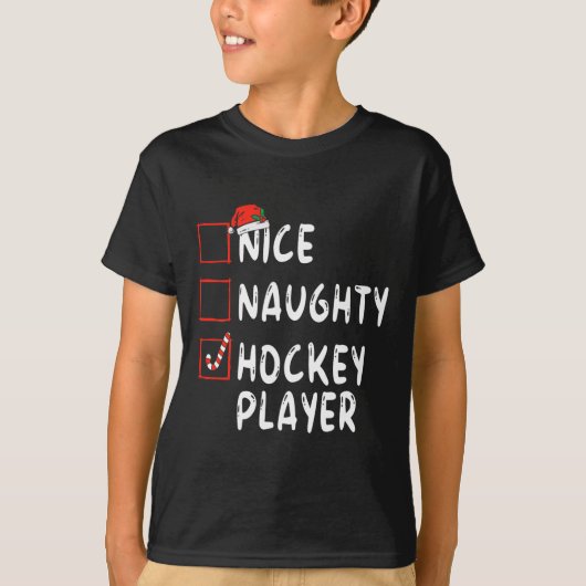 Mooie Naughty Hockey, kerstman T-shirt (Voorkant)
