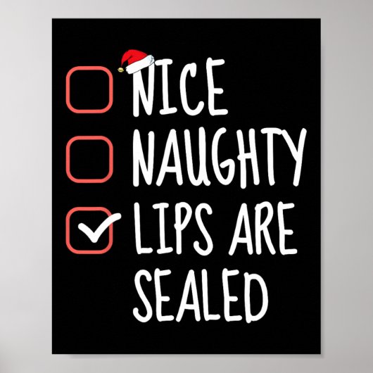 Mooie Naughty Lips zijn verzegeld met kerstkerstli Poster (Voorkant)