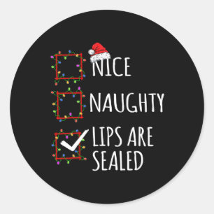 Mooie Naughty Lips zijn verzegeld met kerstkerstli Ronde Sticker