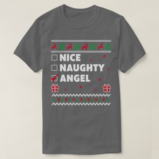 Mooie Naughty List Ugly kerstdesign Angel T-shirt (Design voorkant)