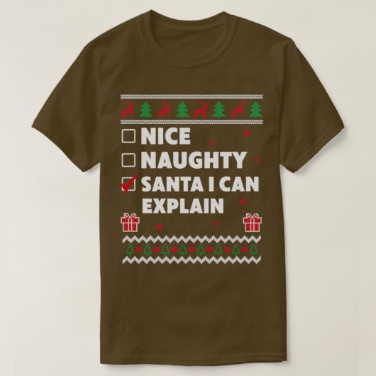 Mooie Naughty List Ugly kerstdesign Funny I Ca T-shirt (Design voorkant)
